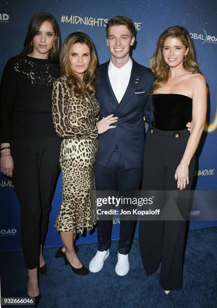 Christina Schwarzenegger, Maria Shriver, Patrick Schwarzenegger and Katherine Schwarzenegger attend the Los Angeles Premiere "Midnight Sun" at...