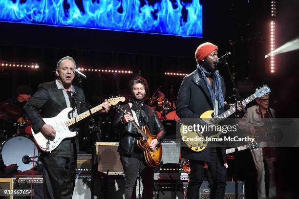 Jimmie Vaughan, Doyle Bramhall II, Gary Clark Jr. Perform onstage at the Second Annual LOVE ROCKS NYC! A Benefit Concert for God's Love We Deliver at...