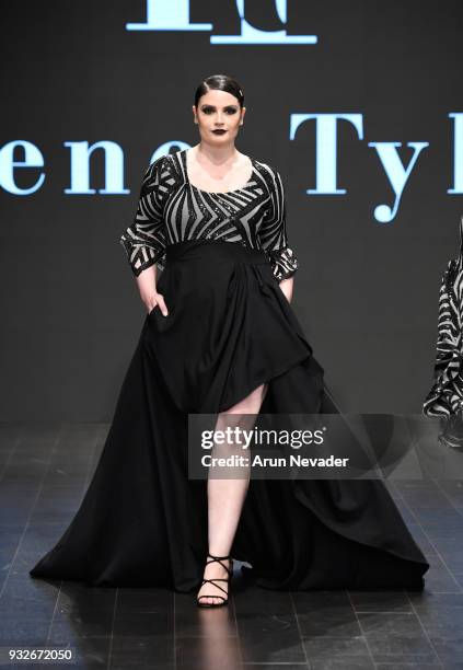 Model walks the runway wearing Rene' Tyler at Los Angeles Fashion Week Powered by Art Hearts Fashion LAFW FW/18 10th Season Anniversary at The...