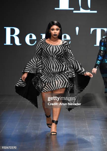 Model walks the runway wearing Rene' Tyler at Los Angeles Fashion Week Powered by Art Hearts Fashion LAFW FW/18 10th Season Anniversary at The...