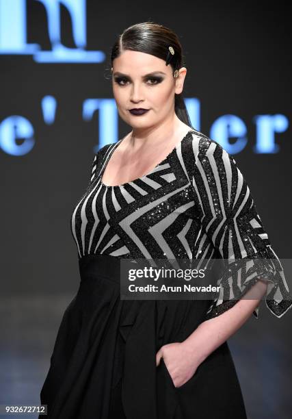 Model walks the runway wearing Rene' Tyler at Los Angeles Fashion Week Powered by Art Hearts Fashion LAFW FW/18 10th Season Anniversary at The...