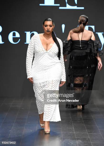Model walks the runway wearing Rene' Tyler at Los Angeles Fashion Week Powered by Art Hearts Fashion LAFW FW/18 10th Season Anniversary at The...