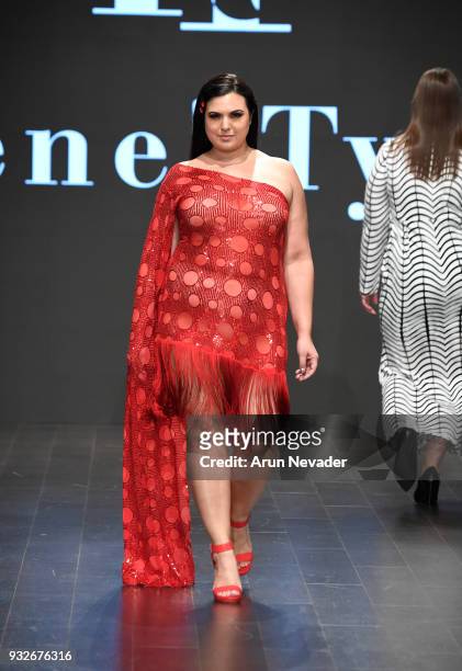 Model walks the runway wearing Rene' Tyler at Los Angeles Fashion Week Powered by Art Hearts Fashion LAFW FW/18 10th Season Anniversary at The...