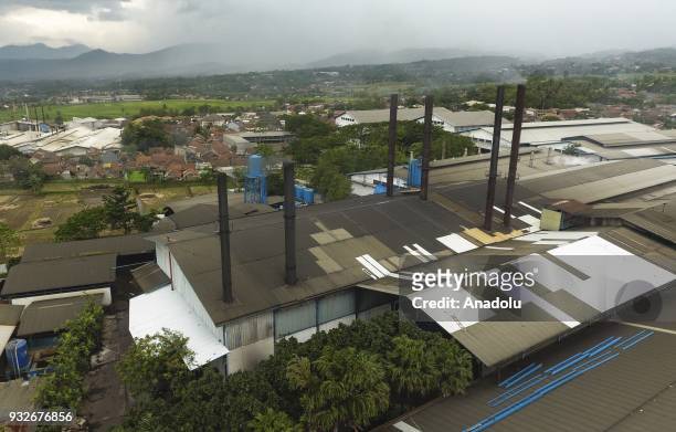 General view of a textile factory, that causes air pollution, is seen in Sukamaju Village, Majalaya, Bandung, West Java, Indonesia, on March 15,...