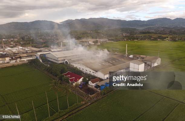 General view of a textile factory, that causes air pollution, is seen in Sukamaju Village, Majalaya, Bandung, West Java, Indonesia, on March 15,...