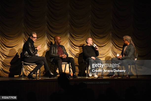 Jeff Goldblum, Courtney B. Vance, Jeremy Dawson and Elvis Mitchell attend Film Independent at LACMA hosts special screening of "Isle Of Dogs" at Bing...