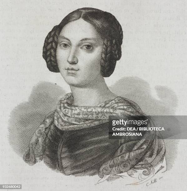 Portrait of Gwendolyn Talbot , Princess Borghese, engraving from L'album, giornale letterario e di belle arti, November 14 Year 7.