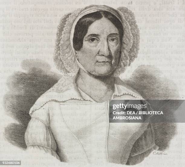 Portrait of Anna Maria Schultheiss , Duchess of Torlonia, engraving from L'album, giornale letterario e di belle arti, December 12 Year 7.