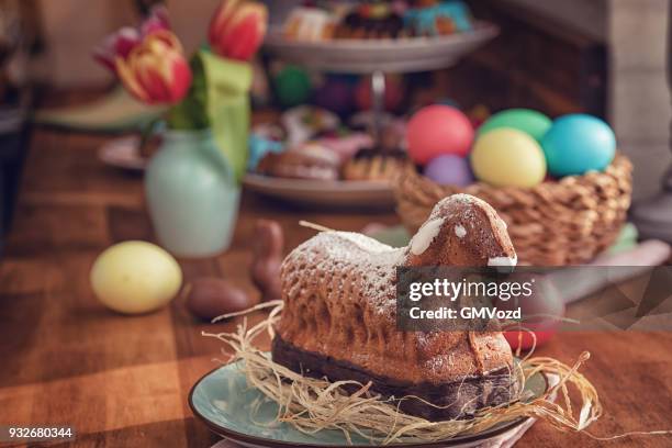 easter lamb cake serving for easter - easter lamb stock pictures, royalty-free photos & images