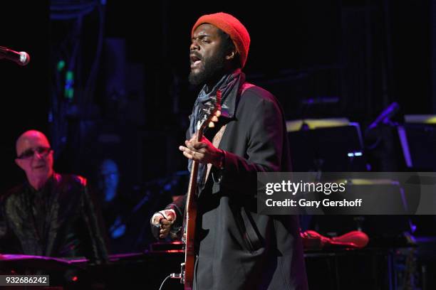 Musician Gary Clark Jr. Performs during the 2nd Annual Love Rocks NYC concert benefitting God's Love We Deliver at the Beacon Theatre on March 15,...