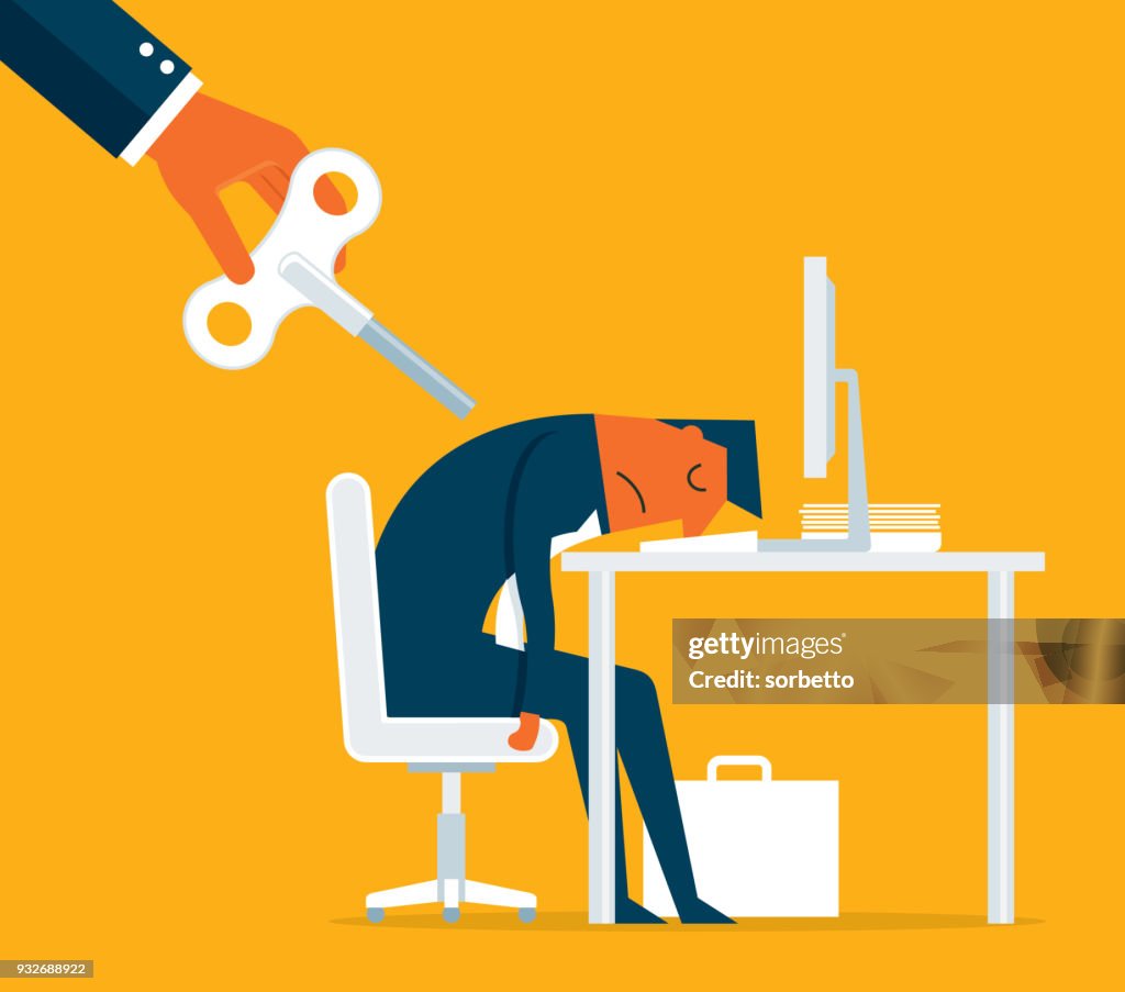 Machine Overwork Animation Overwork Businessman High-Res Vector Graphic - Getty Images