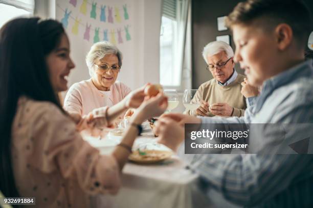 easter meal - table fight stock pictures, royalty-free photos & images