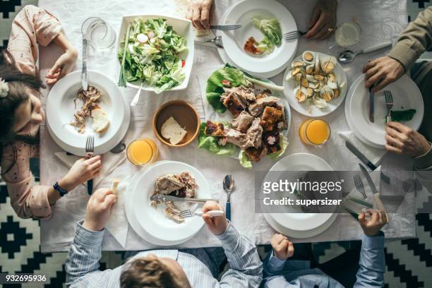easter meal - dining table stock pictures, royalty-free photos & images