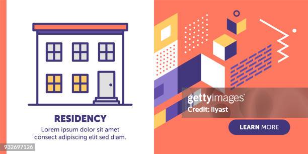 bildbanksillustrationer, clip art samt tecknat material och ikoner med residence banner - building storey