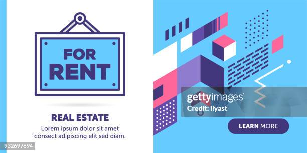 rent sign banner - house rental stock illustrations