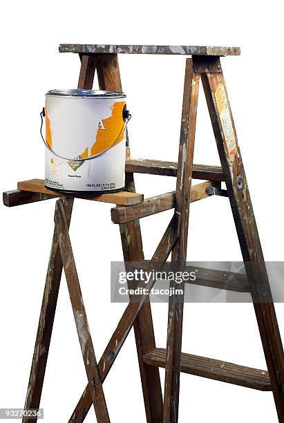 bucket & ladder - ladder isolated stock pictures, royalty-free photos & images