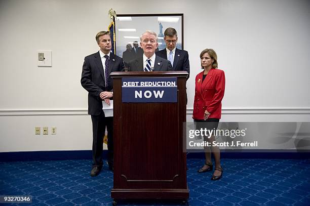 Rep. Christopher Lee, R-N.Y., Rep. Leonard Lance, R-N.J., Rep. Erik Paulsen, R-Minn., and Rep. Lynn Jenkins, R-Kan., during a news conference calling...