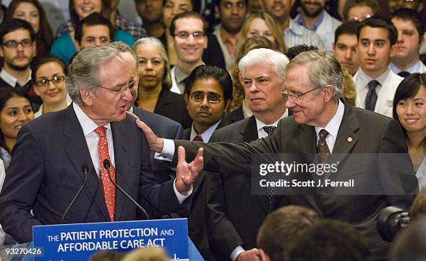 Senate Health, Education, Labor and Pensions Chairman Tom Harkin, D-Iowa, Sen. Christopher J. Dodd, D-Conn., and Senate Majority Leader Harry Reid,...