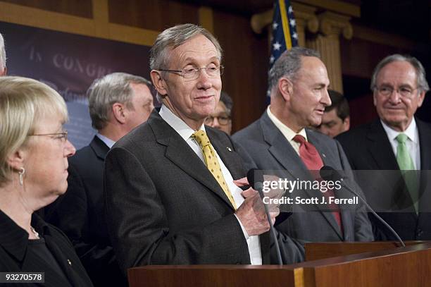 Sen. Patty Murray, D-Wash., Senate Assistant Majority Leader Richard J. Durbin, D-Ill., Senate Majority Leader Harry Reid, D-Nev., Sen. Charles E....