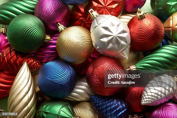 christmas ornaments with many colors and swirls - knick knack stock pictures, royalty-free photos & images