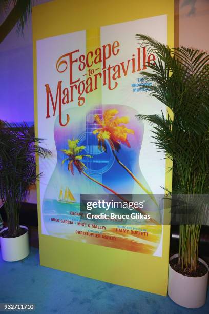 Ambiance at the Opening Night of The Jimmy Buffett Musical "Escape To Margaritaville" on Broadway at The Marquis Theatre on March 15, 2018 in New...