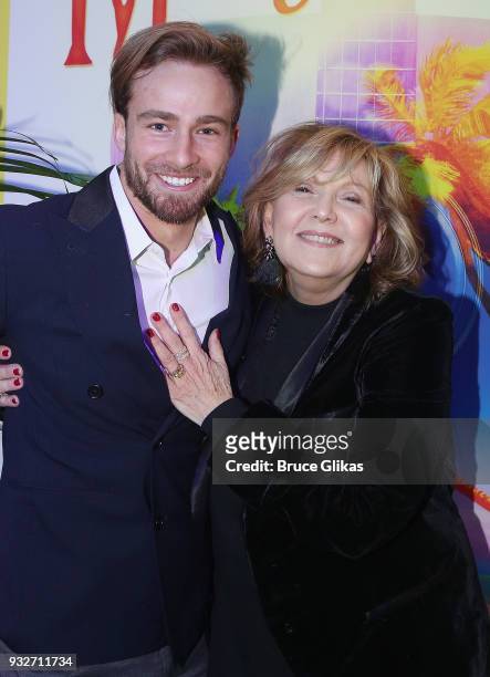 Levi Bradley and Brenda Vaccaro pose at the Opening Night of The Jimmy Buffett Musical "Escape To Margaritaville" on Broadway at The Marquis Theatre...