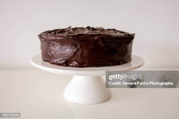 chocolate cake on plate - chocolate cake foto e immagini stock