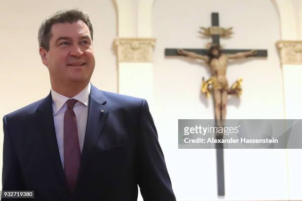 Markus Soeder of the Bavarian Christian Democrats arrives at the Bavarian state parliament on March 16, 2018 in Munich, Germany. Soeder succeeds...