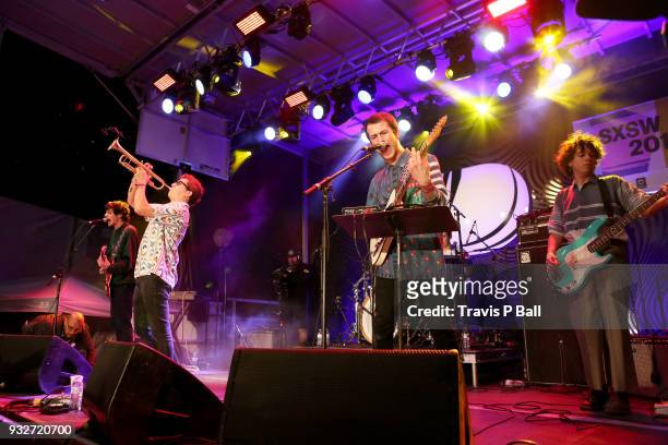 Braeden Lemasters and Dylan Minnette of Wallows perform onstage at Pandora during SXSW at Stubb's Bar-B-Q on March 15, 2018 in Austin, Texas.