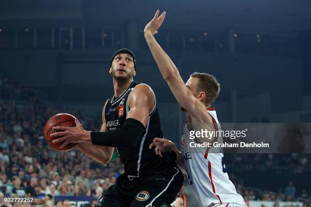 Josh Boone of Melbourne United in action during game one of the NBL Grand Final series between Melbourne United and the Adelaide 36ers at Hisense...
