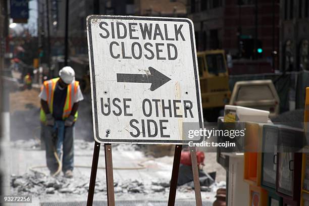 construction demolition of sidewalk - chicago street stock pictures, royalty-free photos & images