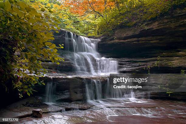 autumn waterfall - illinois landscape stock pictures, royalty-free photos & images