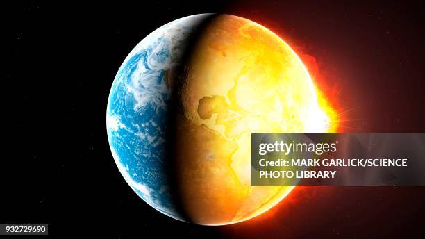 global warming, conceptual illustration - the end stock illustrations