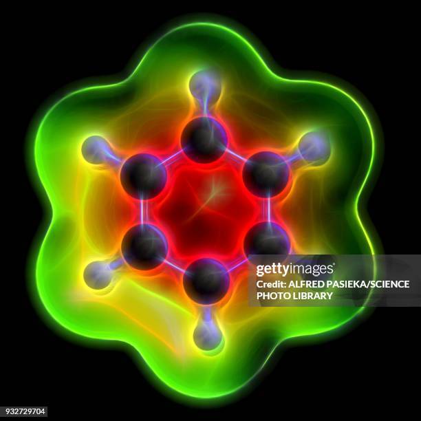 benzene aromatic hydrocarbon molecule - benzene stock illustrations