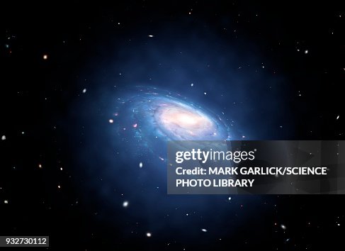 Dark matter halo surrounding galaxy, illustration Dark matter halo surrounding galaxy, illustration