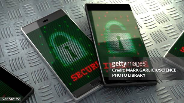 smartphone security, conceptual illustration - computer virus stock illustrations