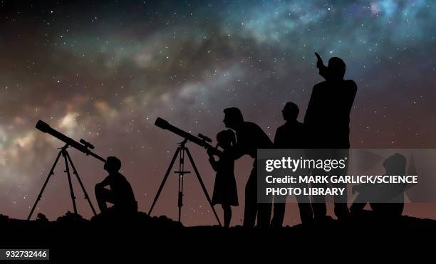 star party, illustration - telescope stock illustrations