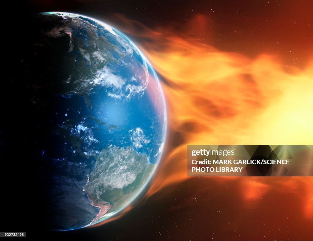 Earth and coronal mass ejection, illustration