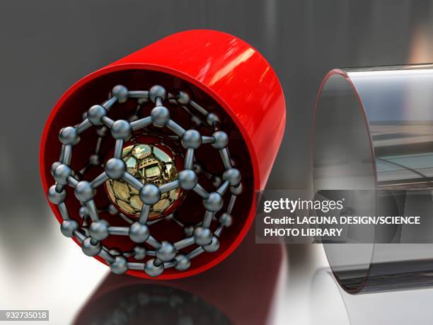 medical nanoparticle, conceptual illustration - buckyball 幅插畫檔、美工圖案、卡通及圖標