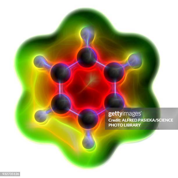 benzene aromatic hydrocarbon molecule - benzene stock illustrations