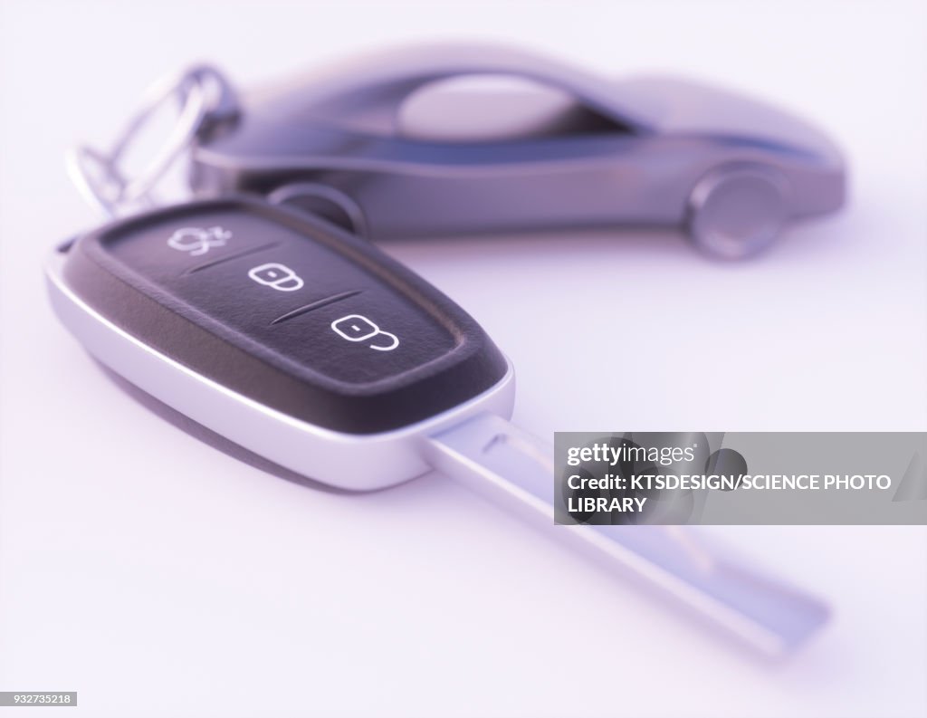 Car key and key fob, illustration