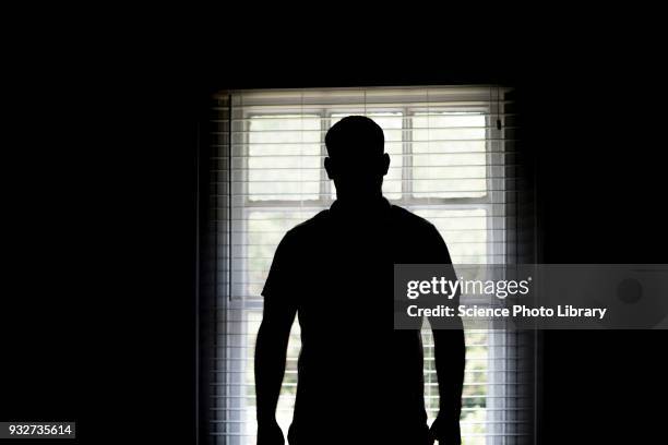 silhouette of a man by a window - man silhouette stock pictures, royalty-free photos & images