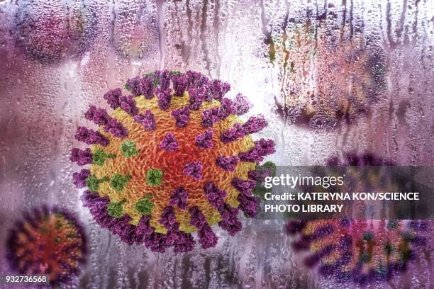 flu viruses, michigan strain, illustration - bird flu stock illustrations