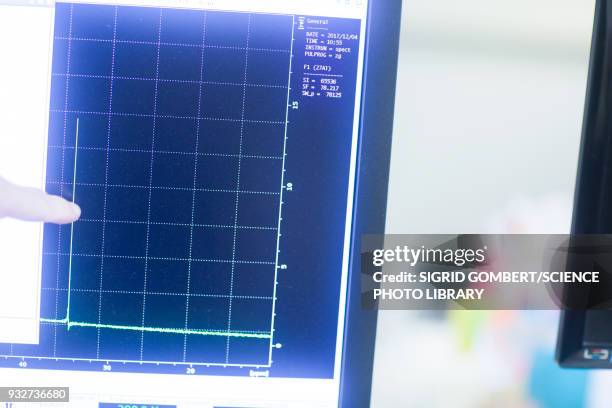 chemist with spectroscopy results - sigrid gombert stock pictures, royalty-free photos & images