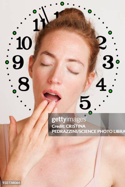 insomnia and body clock, conceptual image - biologische uhr stock-fotos und bilder