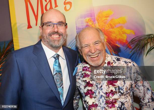 Christopher Ashley and Jimmy Buffett, pose at the Opening Night of The Jimmy Buffett Musical "Escape To Margaritaville" on Broadway at The Marquis...