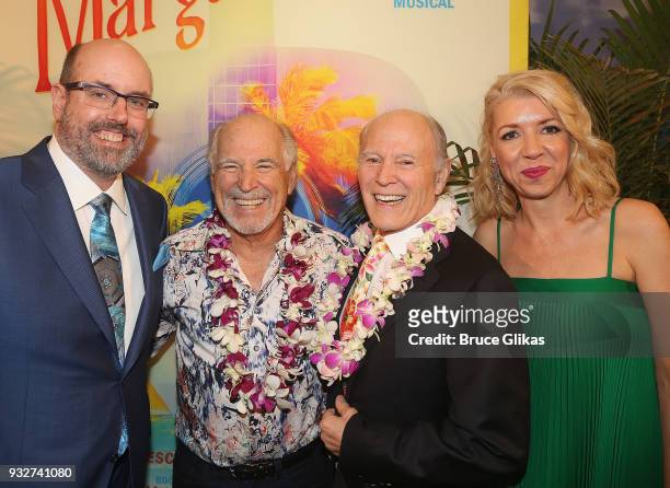 Christopher Ashley, Jimmy Buffett, Frank Marshall and Kelly Devine pose at the Opening Night of The Jimmy Buffett Musical "Escape To Margaritaville"...