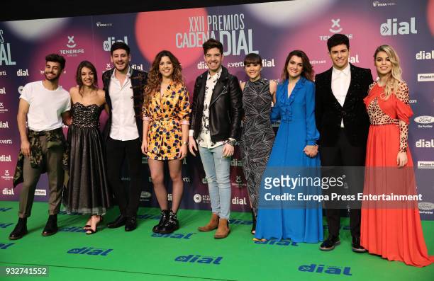 Operacion Triunfo team attend the 'Cadena Dial' Awards 2018 red carpet on March 15, 2018 in Tenerife, Spain.