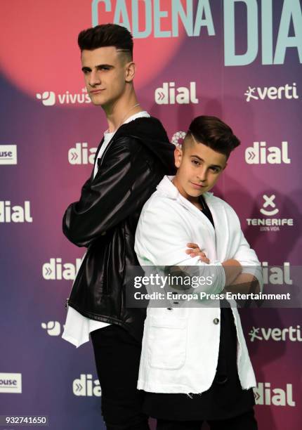 Adexe and Nau attend the 'Cadena Dial' Awards 2018 red carpet on March 15, 2018 in Tenerife, Spain.