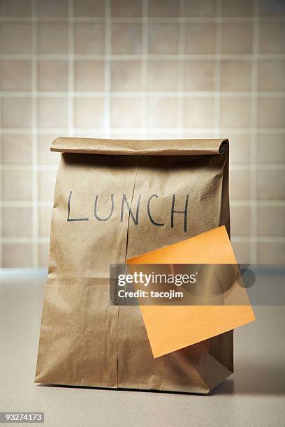 lunchtime reminder - lunch bag stock pictures, royalty-free photos & images